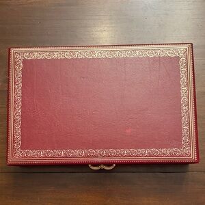 Vintage Mele & Co Red Jewelry Box with Gold Detailing